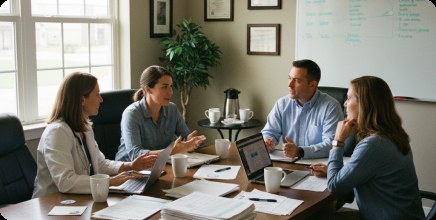 Practice team meeting with an account manager to review billing reports