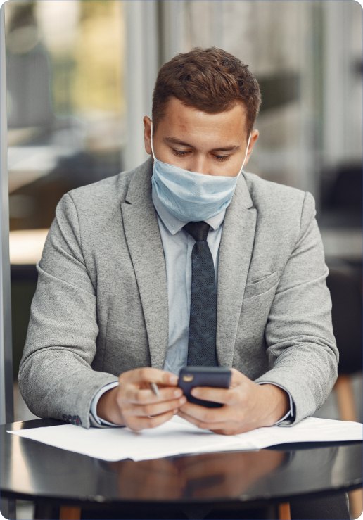 Billing professional checking claim status on his phone
