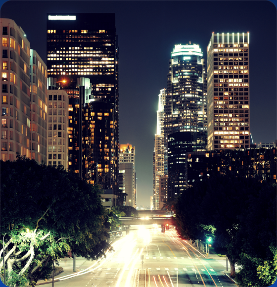 Downtown Los Angeles skyline at night