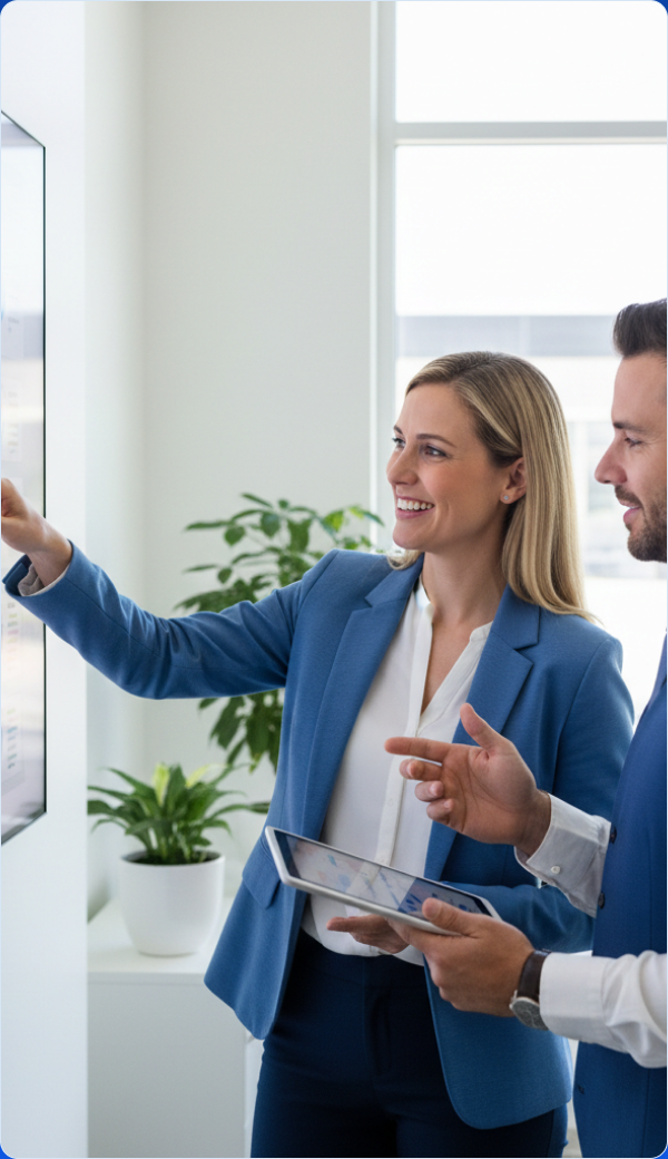 Practice manager and billing consultant reviewing results together